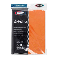Load image into Gallery viewer, BCW Orange 9-Pocket Z-Folio LX Leatherette Album HOLDS 360 CARDS
